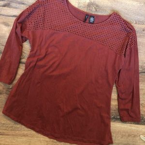 Rust Faux Suede Blouse